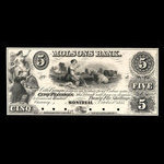 Canada, Molsons Bank, 5 piastres <br /> 1 octobre 1855