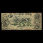 Canada, Molsons Bank, 5 piastres <br /> 1 octobre 1855