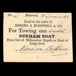 Canada, Norman Bethune, 1 remorquage, bateau Durham <br /> 15 juin 1833