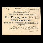 Canada, Norman Bethune, 1 remorquage, bateau Durham <br /> 15 juin 1833