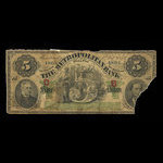 Canada, Metropolitan Bank, 5 dollars <br /> 1 février 1872
