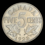 Canada, Georges V, 5 cents <br /> 1922
