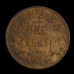 Canada, Georges V, 1 cent <br /> 1936