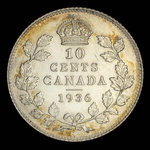 Canada, Georges V, 10 cents <br /> 1936