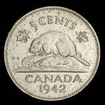 Canada, Georges VI, 5 cents <br /> 1942