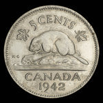 Canada, Georges VI, 5 cents <br /> 1942