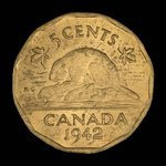 Canada, Georges VI, 5 cents <br /> 1942