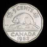 Canada, Élisabeth II, 5 cents <br /> 1953