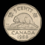 Canada, Élisabeth II, 5 cents <br /> 1958