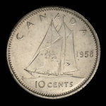 Canada, Élisabeth II, 10 cents <br /> 1958
