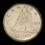 Canada, Élisabeth II, 10 cents <br /> 1959