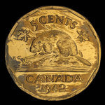 Canada, Georges VI, 5 cents <br /> 1942