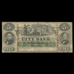 Canada, Banque de la Cité, 5 dollars <br /> 1 janvier 1857