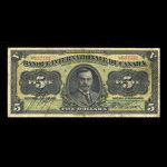 Canada, Banque Internationale du Canada, 5 dollars <br /> 2 octobre 1911
