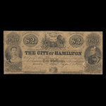 Canada, Ville d'Hamilton, 2 dollars <br /> 1 avril 1856
