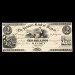 Canada, Farmers' Bank of Malden, 2 dollars <br /> 1840