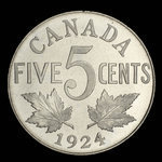 Canada, Georges V, 5 cents <br /> 1924