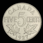 Canada, Georges V, 5 cents <br /> 1927