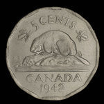 Canada, Georges VI, 5 cents <br /> 1942