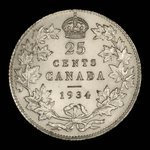Canada, Georges V, 25 cents <br /> 1934