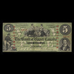 Canada, Bank of Upper Canada (York), 5 dollars <br /> 1 janvier 1861