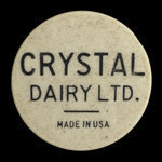 Canada, Crystal Dairy Ltd., 1 pinte de lait homogénéisé <br />