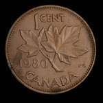 Canada, Élisabeth II, 1 cent <br /> 1980