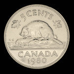 Canada, Élisabeth II, 5 cents <br /> 1980