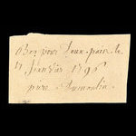 Canada, Pierre Dumoulin, 2 pains <br /> 11 janvier 1796