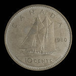 Canada, Élisabeth II, 10 cents <br /> 1980