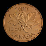Canada, Élisabeth II, 1 cent <br /> 3 septembre 1980