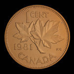 Canada, Élisabeth II, 1 cent <br /> 1981