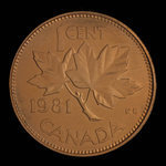 Canada, Élisabeth II, 1 cent <br /> 1981