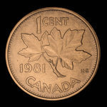 Canada, Élisabeth II, 1 cent <br /> 1981