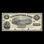Canada, Banque Ville-Marie, 5 dollars <br /> 1 août 1879