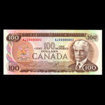 Canada, Banque du Canada, 100 dollars <br /> 1975