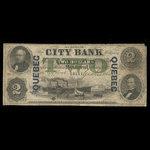 Canada, Banque de la Cité, 2 dollars <br /> 1 janvier 1857