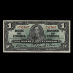 Canada, Banque du Canada, 1 dollar <br /> 2 janvier 1937