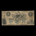 Canada, Bank of Toronto (The), 1 dollar <br /> 3 juillet 1856
