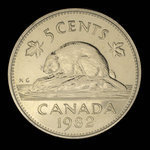 Canada, Élisabeth II, 5 cents <br /> 1982