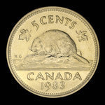 Canada, Élisabeth II, 5 cents <br /> 1983