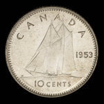 Canada, Élisabeth II, 10 cents <br /> 1953