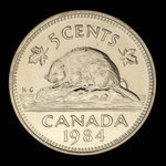 Canada, Élisabeth II, 5 cents <br /> 1984