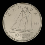 Canada, Élisabeth II, 10 cents <br /> 1984
