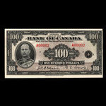 Canada, Banque du Canada, 100 dollars <br /> 1935