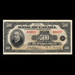Canada, Banque du Canada, 500 dollars <br /> 1935