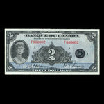 Canada, Banque du Canada, 2 dollars <br /> 1935