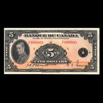 Canada, Banque du Canada, 5 dollars <br /> 1935