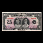 Canada, Banque du Canada, 25 dollars <br /> 6 mai 1935