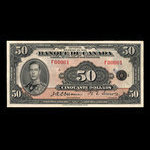 Canada, Banque du Canada, 50 dollars <br /> 1935